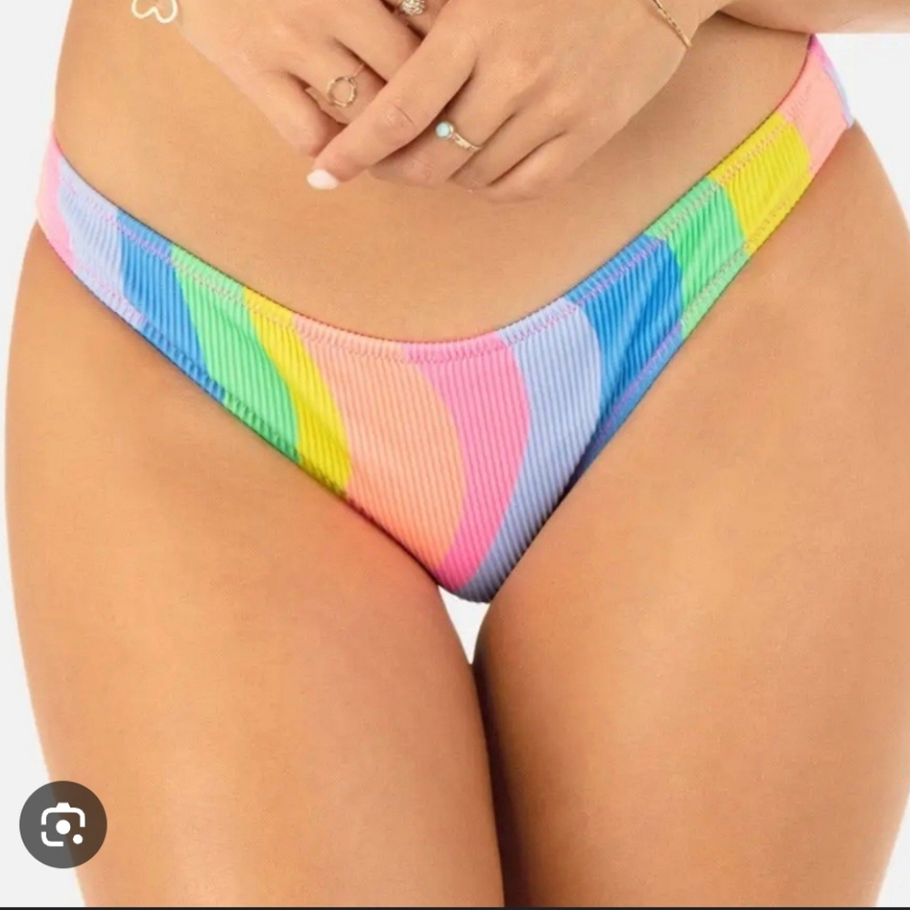 NWT Hurley Soft Waves Ribbed Neon Colorful Swim Bottom